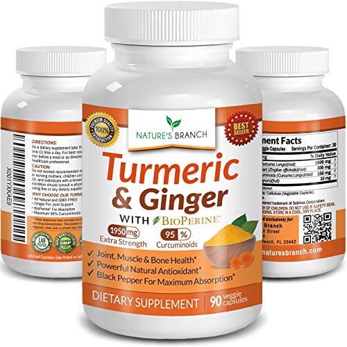 Extra Strength Turmeric Curcumin with Ginger & BioPerine 1950mg Joint