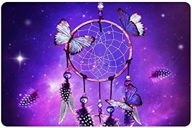 Dream Catcher Beautiful Butterfly and Feather Purple Durable Indoor/Outdoor Doormats 23.6"(L) x 15.7"(W) 3/16" Thickness