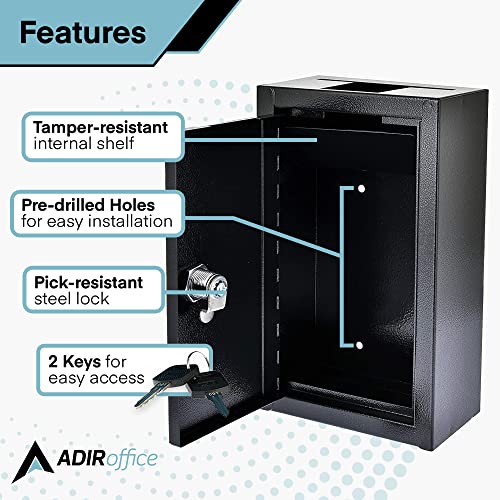 AdirOffice Large Key Drop Box Large Capacity Commercial Grade Storage