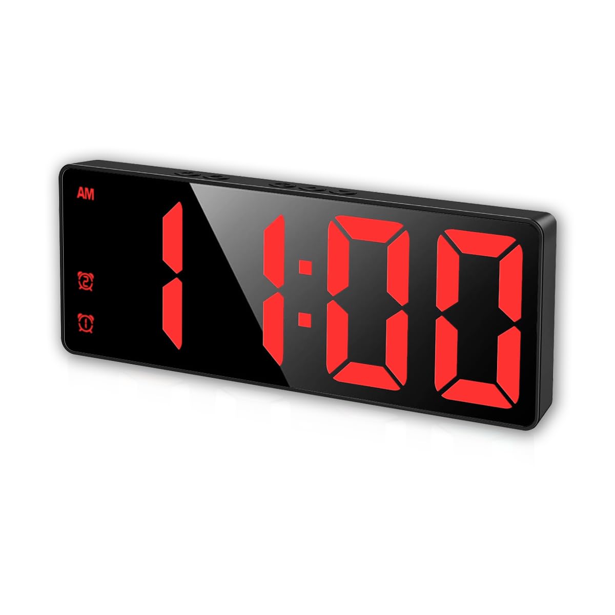 Photo 1 of Königswerk Digital Alarm Clock, LED Electronic Clocks Large Display, Adjustable Brightness Dual Power Supply, 12/24H Display, Snooze Model for Bedroom, Office, Black Case, Red Digit