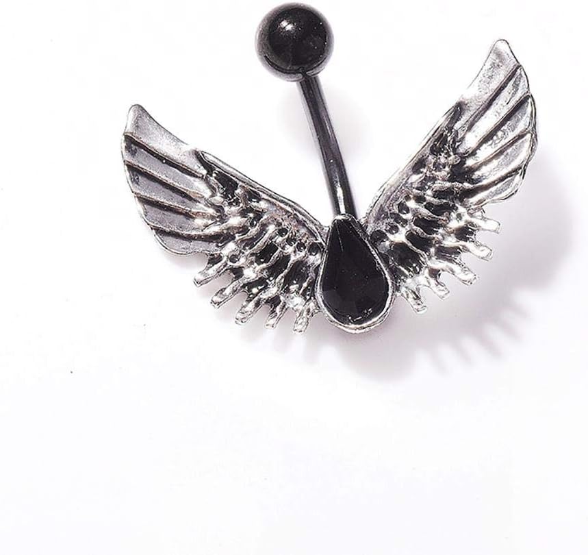 Febelle Black Wing Shape Belly Button Ring Navel Piercing Body for Women