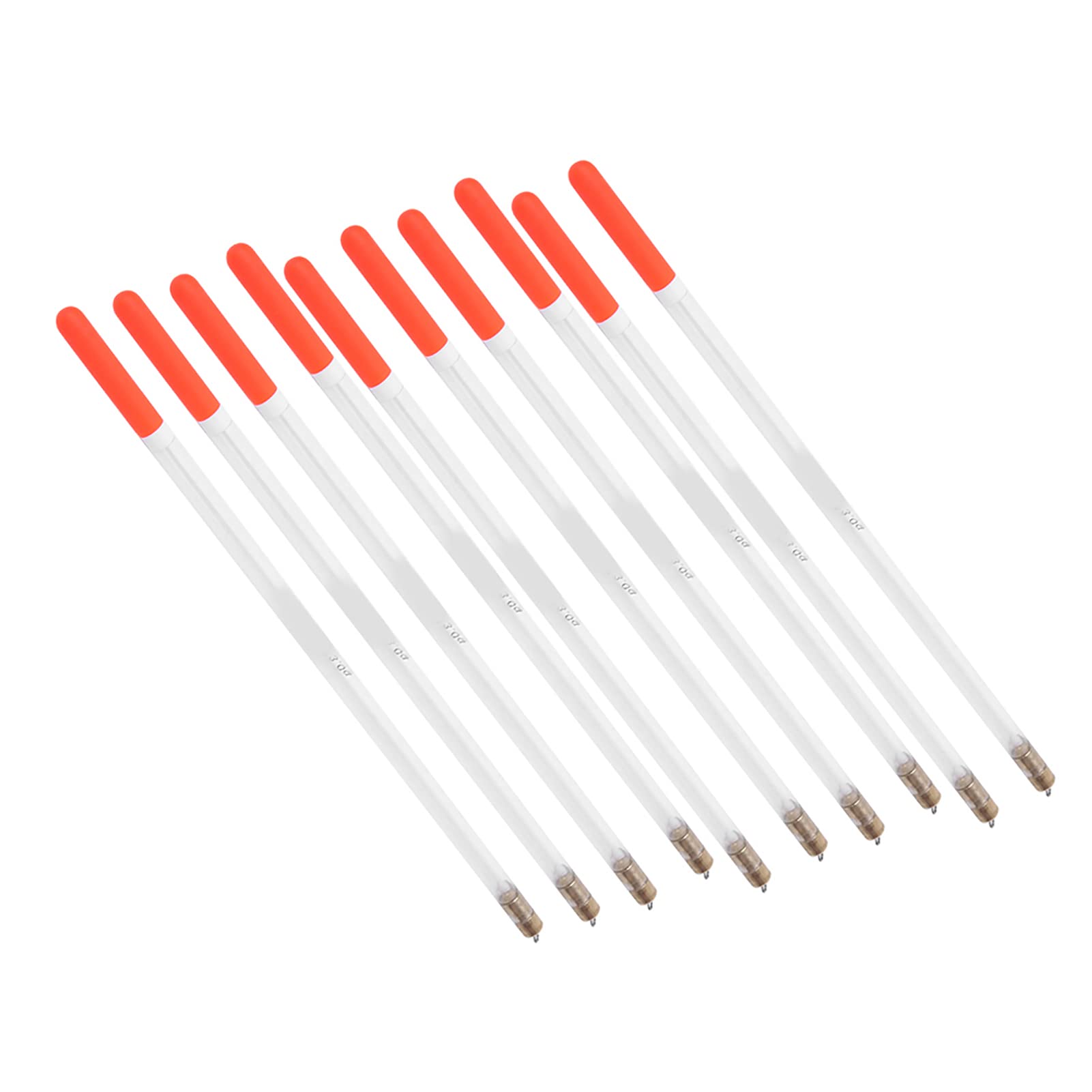 Fishing Bobber Kit, 10 pcs Plastic Fishing Floats & Bobber Assortment Stick Tube Multi-Purpose Fish Feed Baits for Sea Fishing, Rock Fishing, Ice Fishing, Stream Fishing(3.0 transparent)