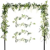 Felice Arts 2 Pcs 6.6ft/Piece Artificial Silk Wisteria Flowers Ivy Vine Green Leaf Hanging Vine Garland for Wedding Party Home Garden Wall Decoration (2 Pcs Cream)