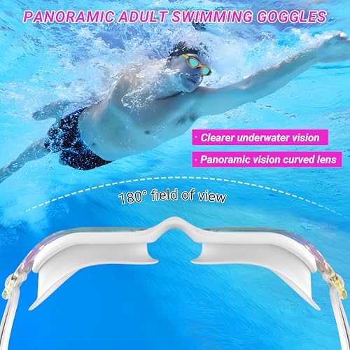 Ambienden Swimming Goggles Men Women for Adults – Anti-Fog HD Lenses, UV Protection, Waterproof, Suitable for Training, Competition and Swimming Pool – Unisex Swimming Goggles with Secure Fit