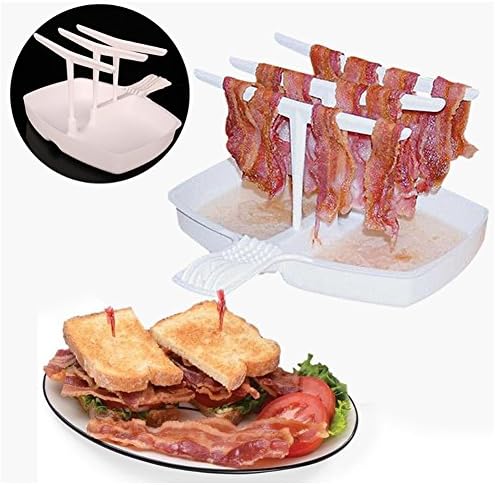Egoelife Removable Bacon Cooker Maker Healthier Cooking Tool with Racks for Microwave Hang up to 12 Strips of Bacon
