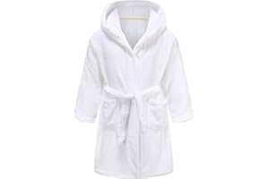 CJMJXPH Kids Toddler Boys Girls Fleece Robe Soft Hooded Bathrobe Pajamas Sleepwear 2-16 Years