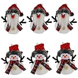 WEWILL 6 Pack Plush Hanging Christmas Tree Ornament Sets Santa and Snowman, 5.5inch