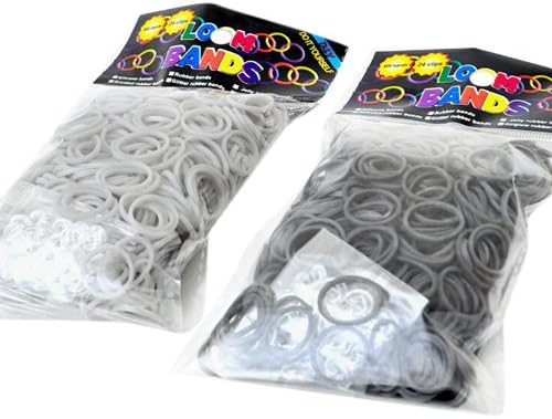 Educational DIY Jewelry Toys For Kids Rainbow Loom Style DIY Material Gray Black Rubber Band (600 Pcs Bands+24 Pcs C Or S Clips) Color For This Asin Gray