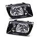 SPPC Black Headlights Assembly Set For VW Volkswagen Jetta MK4 - (Pair) Driver Left and Passenger Right Side Replacement Headlamp
