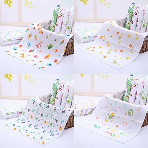 NISSCO 10 Pcs 100% Cotton Baby Handkerchief Gauze Muslin Square