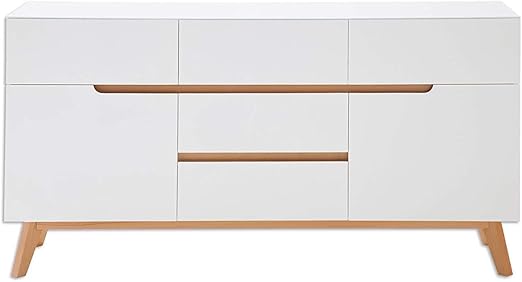 Sideboard Kommode Schrank Cervo Matt Weiss Lackiert Absetzungen Asteiche Massivholz Geolt Soft Close 146 Cm Skandinavisch Amazon De Kuche Haushalt