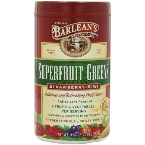 Barlean's Organic Oils Superfruit Greens, Strawberry Kiwi, 9.5 Ounce image