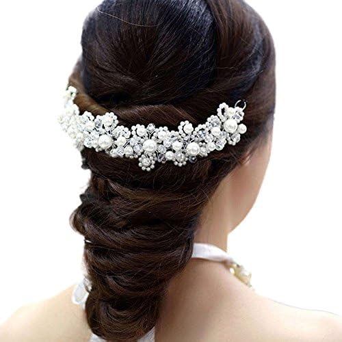 Kingspinner White Pearl Crystal Bride Headdress By Hand Bridal Wedding Dress Accessories