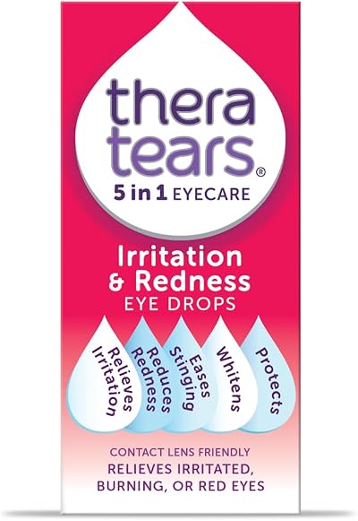 TheraTears Irritation & Redness Eye Drops 10ml Hyaluronic Acid Euphrasia