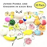 Pidoko Kids Random Assorted Squishies - 30 Pack Squishy (Each Pack has Panda and Unicorn)- Cream Scented Jumbo, Medium, Mini, Soft Slow Rising - Phone Straps, Key Chain, Headphone Jack (30 Pcs)