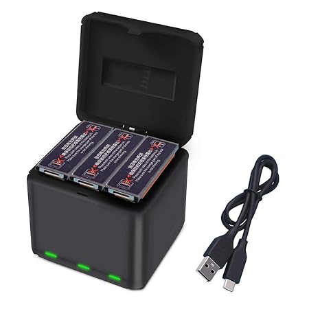 TELESIN Osmo 360/Osmo Action 5 Pro Chargeur De Batterie Pour DJI Osmo 360/DJI Action 5 Pro, Boîtier De Charge Rapide USB Avec Câble De Type C, Compatible Avec DJI, Triple Chargeur De