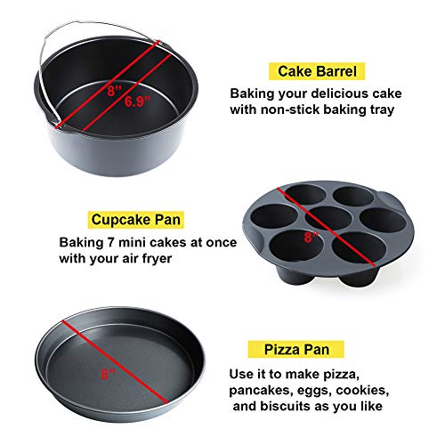 XL Air Fryer Accessories XL for Gowise Philips Cozyna, Set of 6, Fit for All 4.5QT, 5.3QT-5.8QT Airfryer