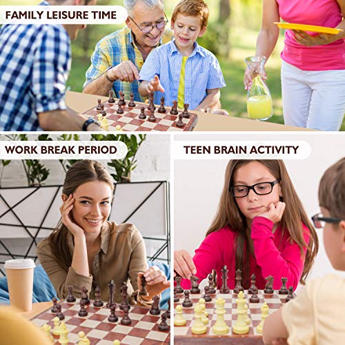 Peradix Chess Checkers Set 2 in 1, Magnetic Chess Pieces with 3 Storage Bags, Portable Travel Folding Board Game, Big Size, Educational Learning Toys for Kids Adults, Birthday