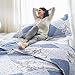Bedsure Printed Quilt Set King Size, Blue Floral Patchwork Pattern, Lightweight Bedspread Coverlet Design for All Seasons, 1 Quilt and 2 Pillow Shams (106