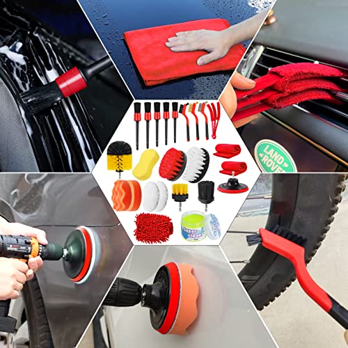 Jaronx 24PCS Car Detailing Drill Brush Kit, Car Detailing Kit, Car