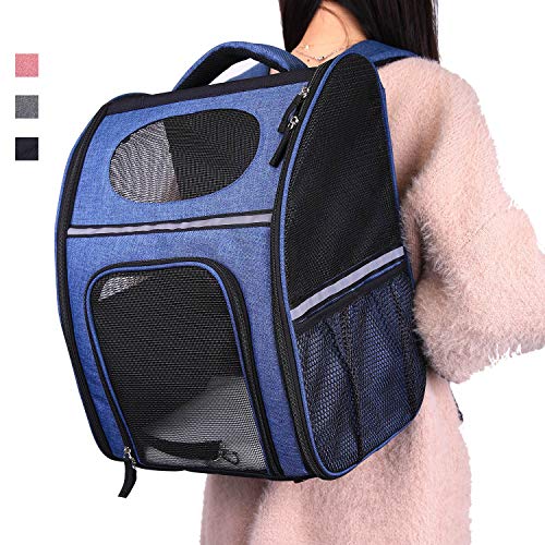 Pettom Pet Backpack Carrier for Small Dogs Cats Puppies Bunny Two-Sided Entry Safety Features Outdoor Rucksack for Small Dog Pet for Car Travel Hiking