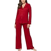 PajamaGram Naturally Nude Boyfriend Button Front Womens Pajama Sets - Sexy Pajama Set for Women - 2 Piece Sleepwear for Women