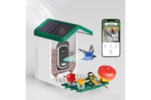 BSEMAX Smart Bird Feeder with Camera Solar Powered for Outdoors 2.4Ghz Wi-Fi Camera Birdhouse Inside 2.5k HD Ai Identification Video Birds Feed Camera Live Bird Watching Gifts for Birds Lovers Dad Mom