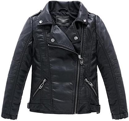 Joseph Papa Teenager Baby Boys Leather Jacket Boys Casual Black Solid Children Outerwear Kids Girls Coats
