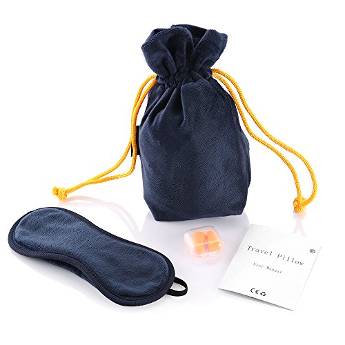 Travel Pillow, Cozzine Ultra Soft Washable Neck Inflatable Pillow for Travel on Airplane, Car, Train, Bus and Camping etc. (Free Eye Mask and Ear Plug Included)