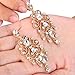 BriLove Gold-Toned Dangle Earrings Women's Vintage Style Bridal Crystal Drop Hollow Filigree Chandelier Earring Clear