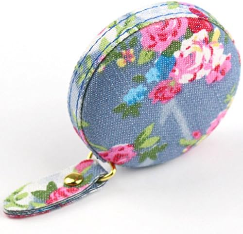 Jesy Fabric wrap Retractable Soft Measure Tape for Body Cloth,Weight Loss Measurement,Seamstress,Sewing Tailor,60 inches/150 Centimeters (Light Blue Floral, Dia 2.2")