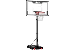 Mayfire Basketball Hoop Height Adjustable 4.8-10ft: Portable Outdoor Goal System for Kids, Teens & Adults in Backyard & Driveway with 44-45 Inch Shatterproof Backboard
