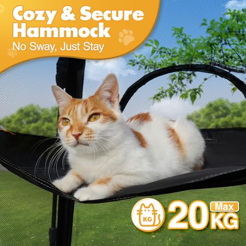 Rywell Extra Large Triple Catio Outdoor Cat Enclosure,57 * 43 * 43in Pop Up Catio Enclosure with Sunshade,Foldable Cat Tent for Puppy Rabbit Ferret(Within Carry Bag&Ground Stakes)