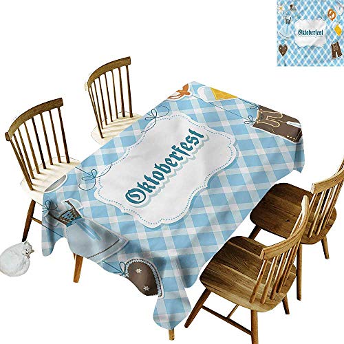 familytaste Oktoberfest,Tablecloths Dirndl Dress and Hat 52"x 70" Table Cover for Outdoor and Indoor