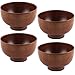 Antrader Wood Bowl, 4pcs Kitchen Wooden Dessert Salad Pasta Soup Food Brown Rice Bowls, 4.5'' Dia. x 2.6'' High