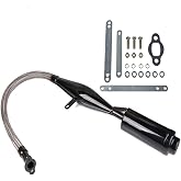Flexible Exhaust Muffler Pipe | for 2 Stroke 49cc 60cc 66cc 80cc 100cc Motorized Bike, Gas Pocket Bike &amp; Dirt Bike Engine Parts (Black)