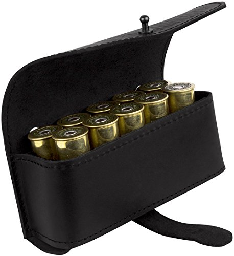 BronzeDog Handmade Leather Belt Cartridge Holder Hunting Shell Ammo Pouch Shotgun 16 12 Gauge (Black) - Thumbnail 4