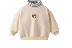 Baby Kids' Casual Faux Two-Piece Fleece-Lined Sweatshirt, Autumn-Winter Warm Outerwear/Undershirt for Boys & Girls 6Mouth-6T