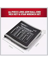 Juego de llaves Allen de 36 piezas, Juego de llaves hexagonales con extremo esférico de brazo largo, Juego de llaves de llave estrella, 13 piezas en pulgadas (3 64 "  3 8")   13 piezas métricas (1.27 10 mm)   9 piezas en estrella (T10 T50) y Una
