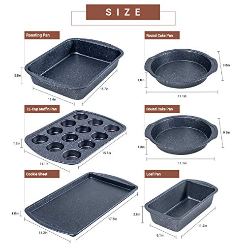 CUSIBOX Nonstick Bakeware Set, 6-Pieces Set, Stylish and versatile Bakeware Set, Black