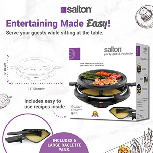 Party Grill & Raclette by Salton 6Person Smokeless Indoor Grill