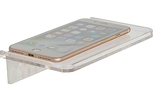 MATIMASU Stick-on Wall Shelf - Small Wall Mounted Adhesive Clear Acrylic Shelf Phone Holder Shelves Wipes Rack for Bathroom,Kitchen,Toilet,Office - Translucent