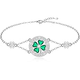 Fenthring Four Leaf Clover Bracelet for Women St Patricks Day Shamrock Bracelets Sterling Silver Celtic Knot Irish Green Clover Jewelry Charm Lucky Gifts