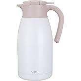 GiNT 1.9L / 64Oz Thermal Coffee Carafe, Insulated Stainless Steel Coffee Carafes for Keeping Hot/Double Walled Vacuum Thermal Carafe (White)