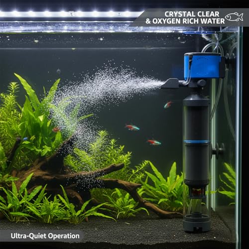 Nyganmelloz 5-in-1 25W aquarium filter,water pump,filter for fish tank,Ultra Quiet Operation,Powerful Oxygen Pump,wave-making and Electric Water Change functions with 1800L/H Flow, fish tank filter
