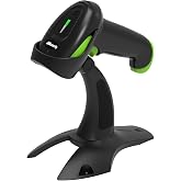 Alacrity 2D 1D Wireless Barcode Scanner with Stand, 3-in-1 Connectivity Bluetooth 2.4G Wireless USB Wired, Barcode Reader with Hands-Free Mode and Vibration Alert, Green