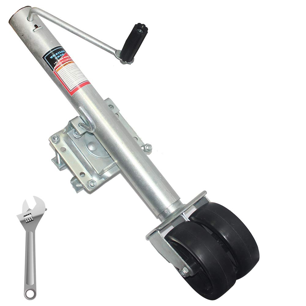 Open Road Brands 1000lb Boat Trailer Jack, Trailer Tongue Jack with 6-Inch Wheels,12 Inches Vertical Travel Trailer Jack,Double Wheels Jack, RV Boat Jack Wheels with Wrench