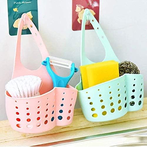 Grabstore Plastic Hanging Drainage Bag Shopping Cart Sink Soap Dish Sponge Holder (Multicolour) Set of 2