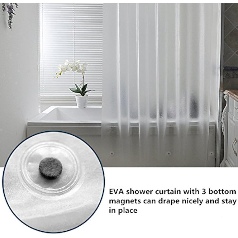 Frosted Shower Curtain Liner Eva Extra Long 72x78 Inch With 3 Bottom