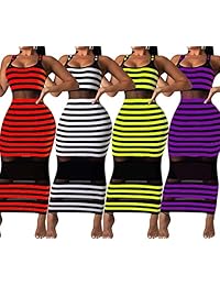 Vestido sexy para mujer Bodycon Maxi Dress Sexy - Rayas de gasa Patchwork de malla ver a través de fiesta Club vestidos largos Sundresses